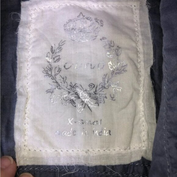 Curvo Blouse Shirt Top XS Blue Embroidered Long Sleeve Collar Breathable - Picture 3 of 12